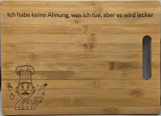 Schneidbrett Bambus 35x25 cm – großes Holzbrett mit Gravur personalisiert