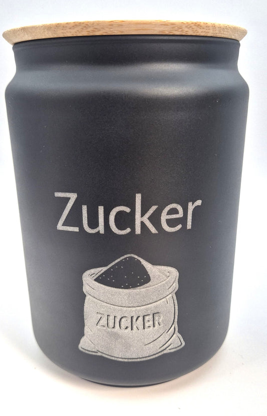 Glasbehälter 1L Schwarz Zuckerdose mit Deckel