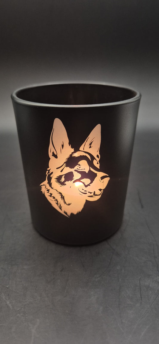 Teelicht-Glas schwarz mit Personalisierung (Wunsch-Gravur)