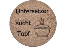 Individueller Topfuntersetzer aus Kork – Gravur mit Name, Motiv oder Spruch