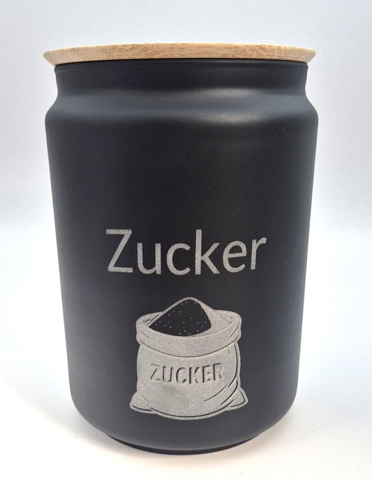 Glasbehälter 1L Schwarz Zuckerdose mit Deckel