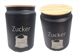 Glasbehälter 1L Schwarz Zuckerdose mit Deckel